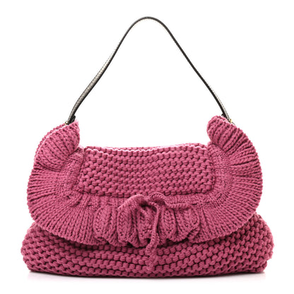 Fendi Wool Knit Small Chef Shoulder Bag Pink 2 of 10