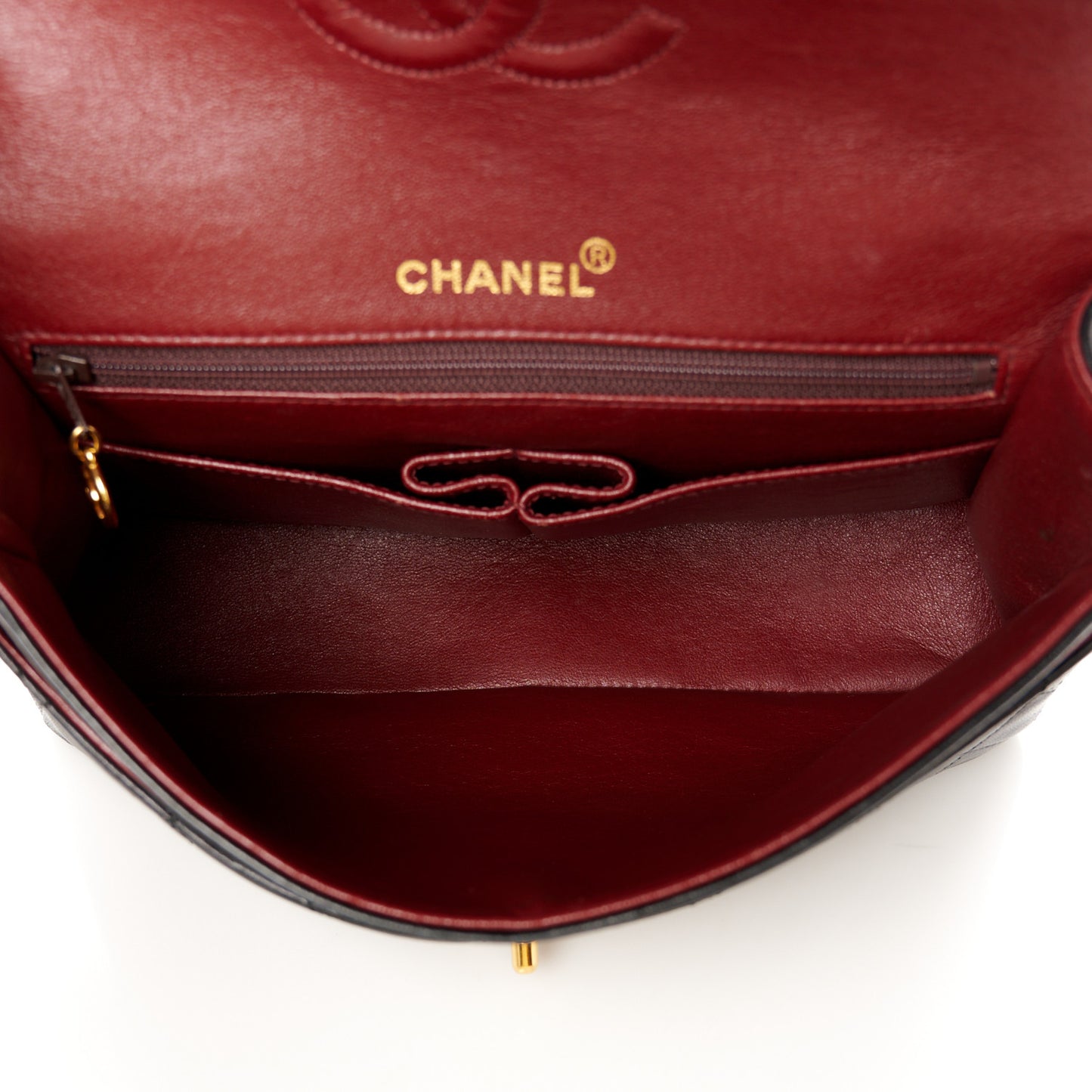 Lambskin Quilted Medium Double Flap Black