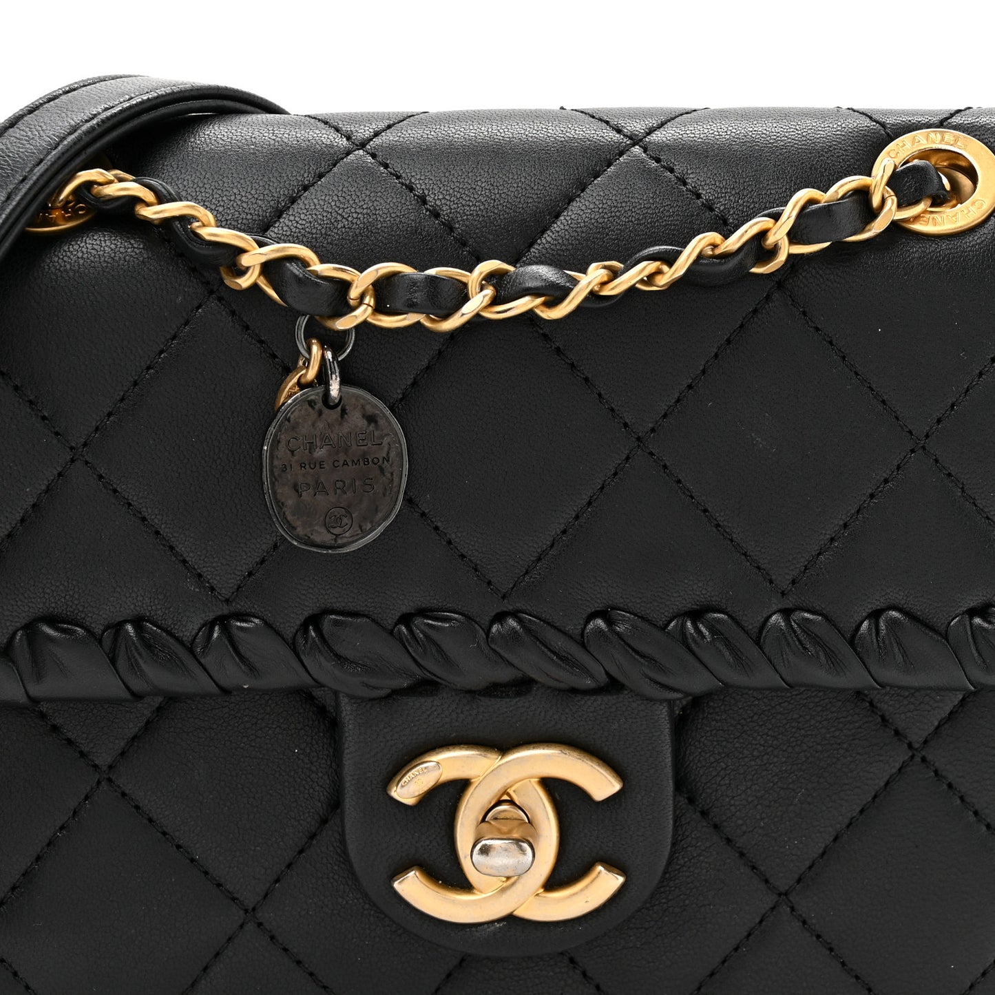 Calfskin Braided Mini My Own Frame Flap Black