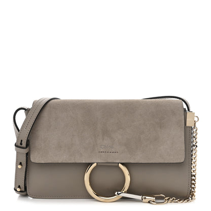 Chloe Suede Calfskin Small Faye Shoulder Bag Motty Grey 1 of 11