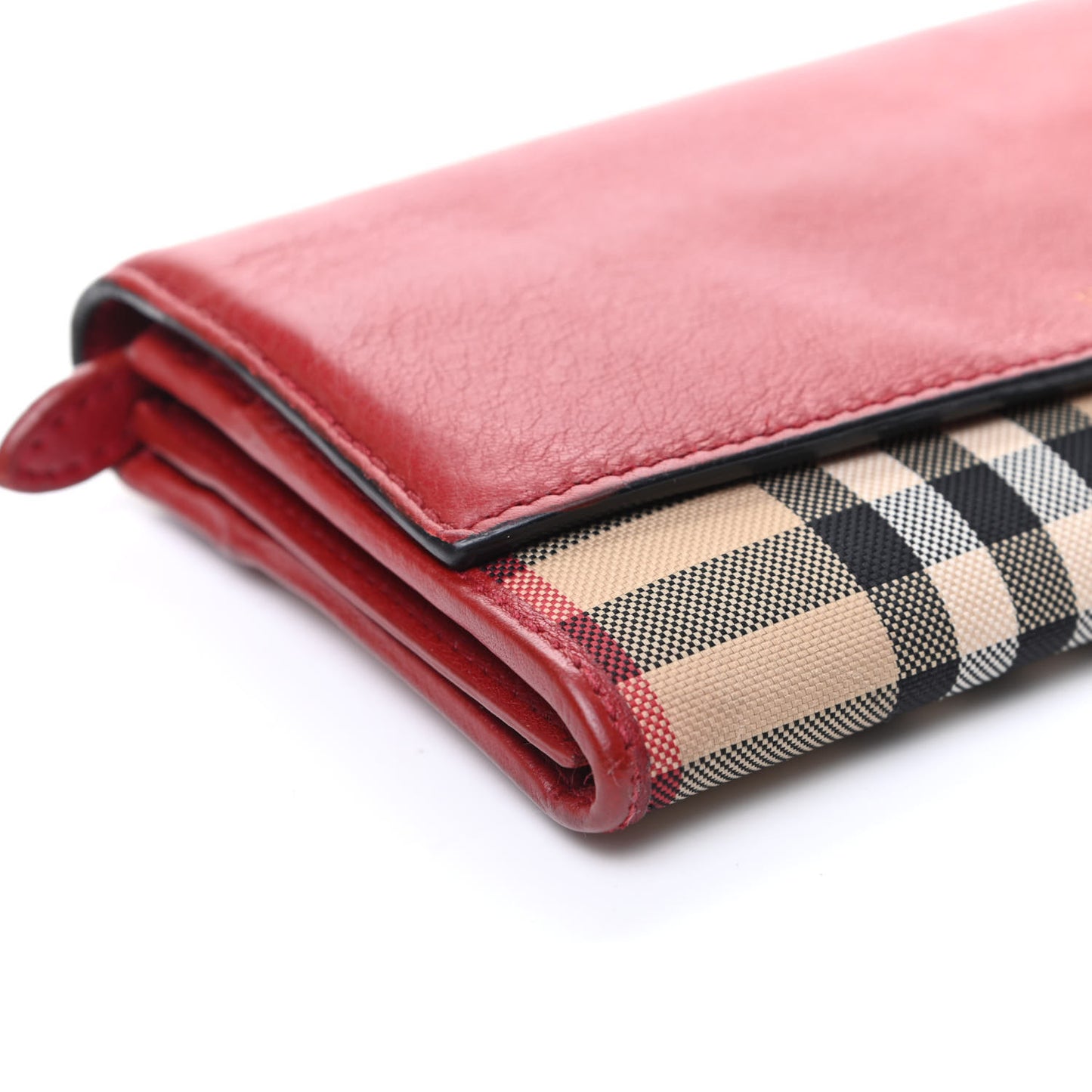 Calfskin House Check Continental Wallet Red
