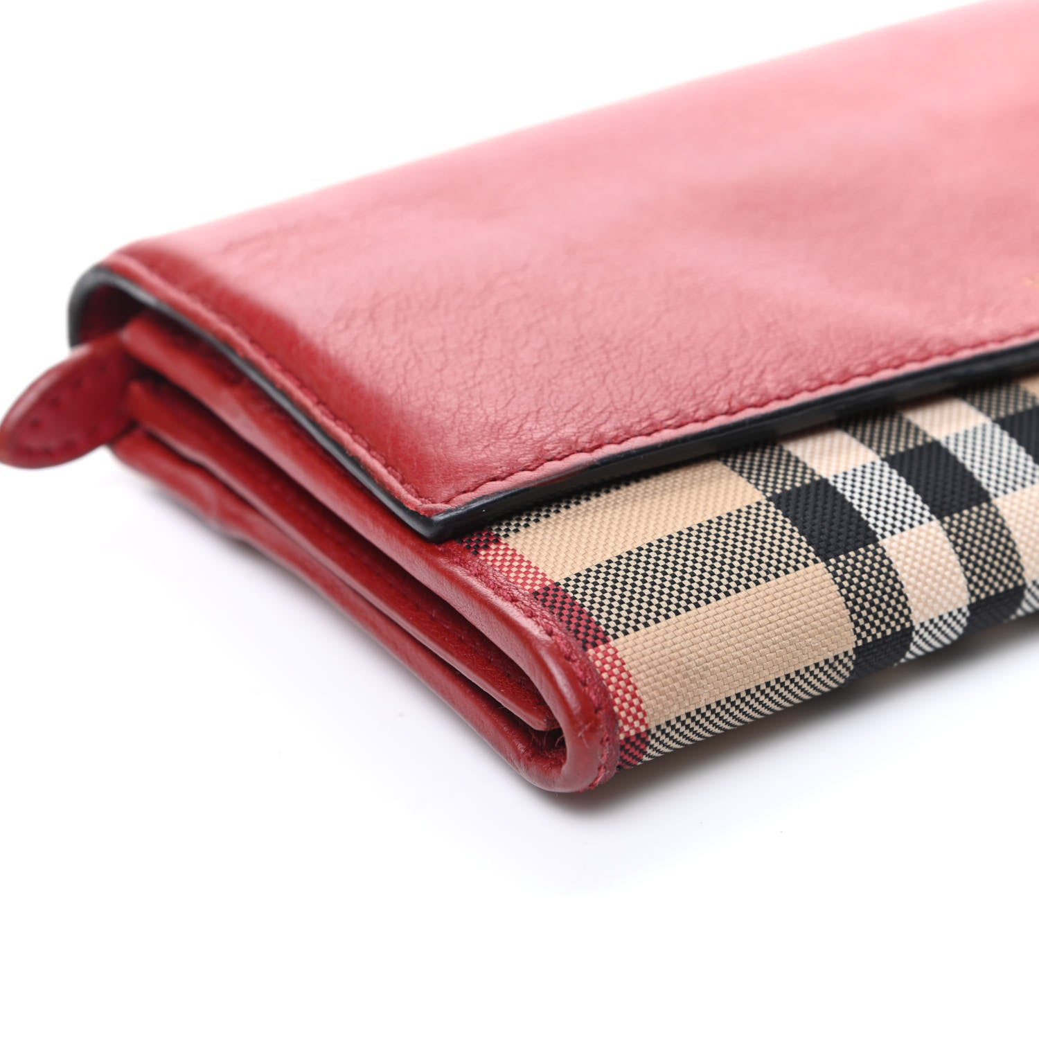 Burberry Calfskin House Check Continental Wallet Red 8 of 11