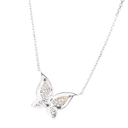 Chopard 18K White Yellow Gold Diamond Yellow Sapphire Butterfly Pendant Necklace 7 of 8
