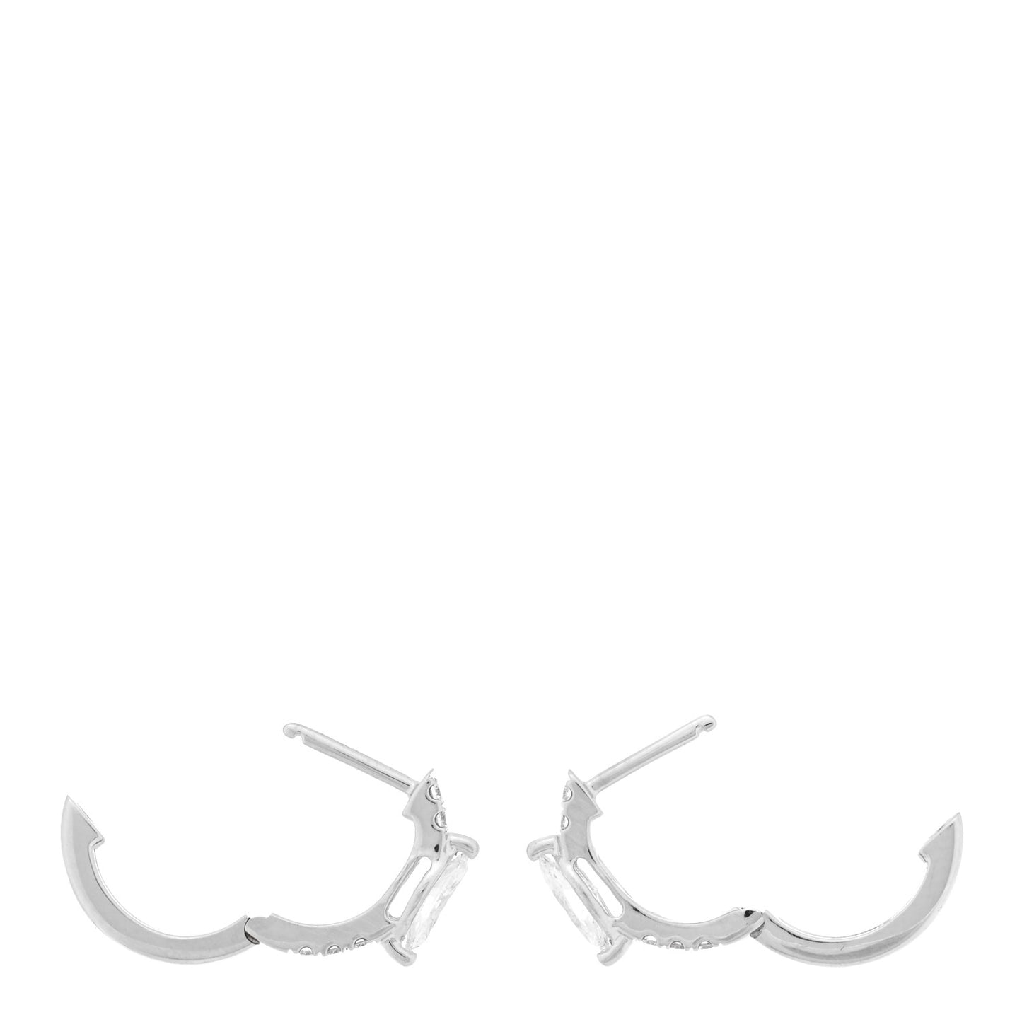 18K White Gold Diamond Marquise Center Huggie Earrings