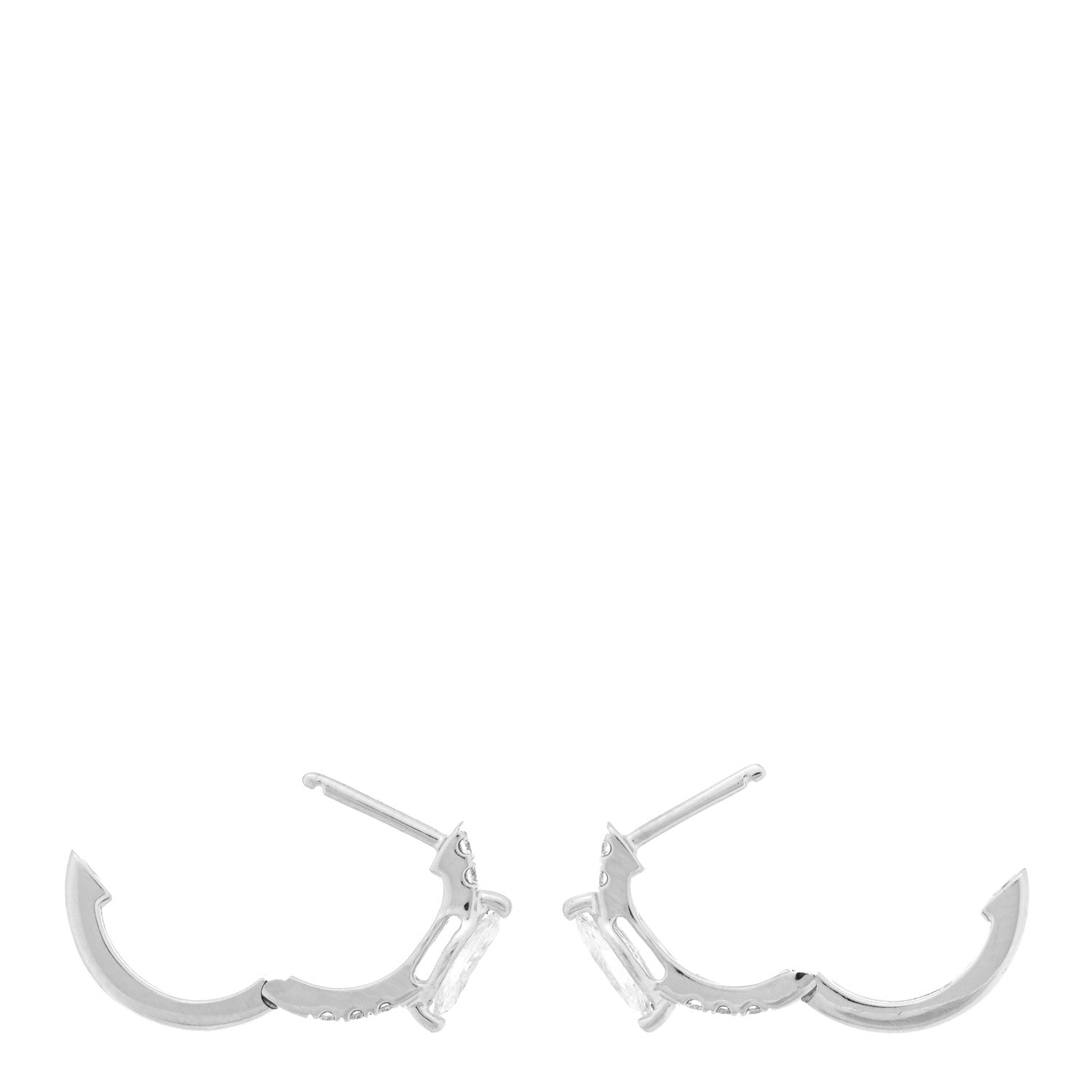 Anita Ko 18K White Gold Diamond Marquise Center Huggie Earrings 3 of 5