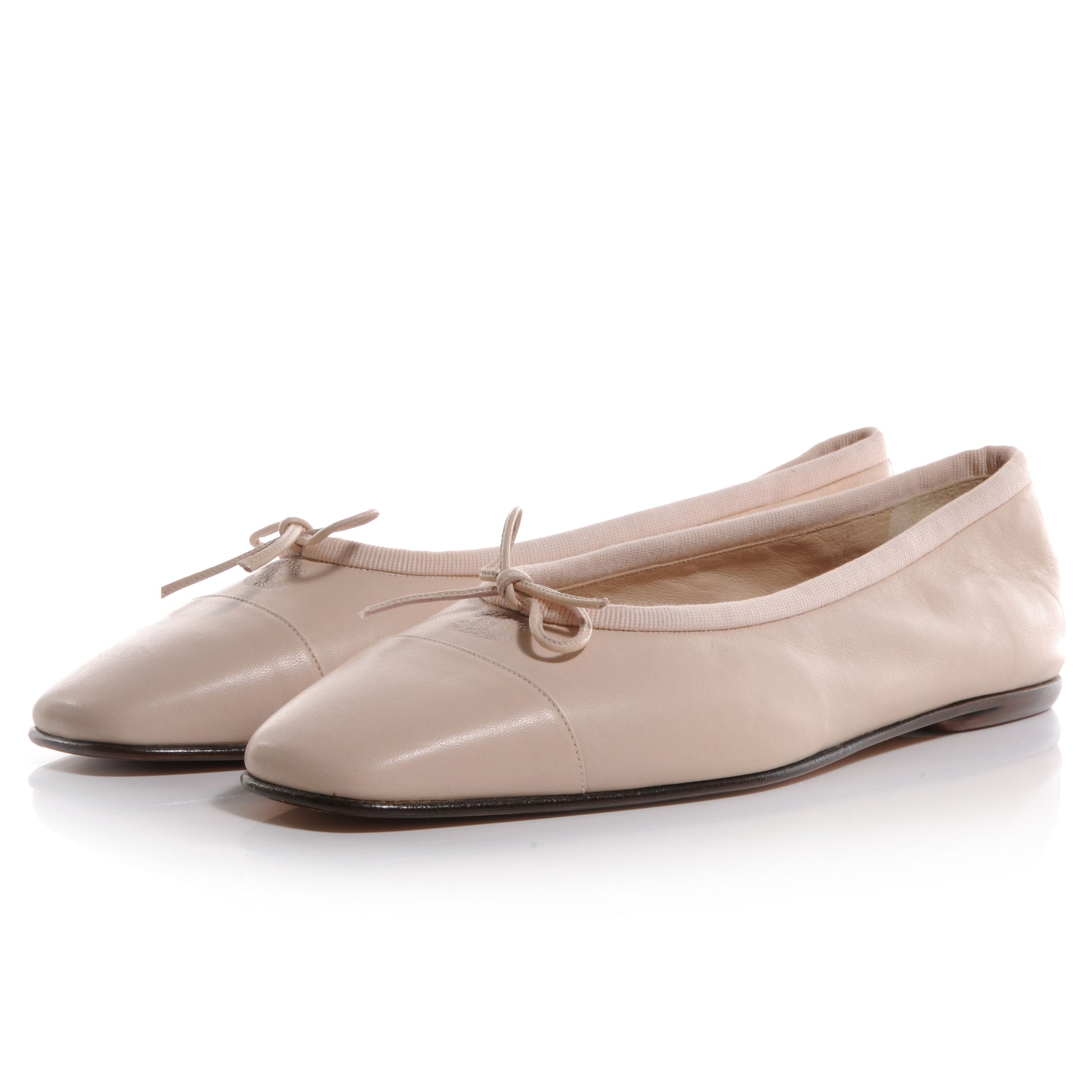 Chanel Lambskin CC Bow Flats Beige 37.5 3 of 6
