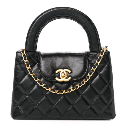 Chanel Shiny Aged Calfskin Quilted Nano Kelly Shopper Black 1 of 10