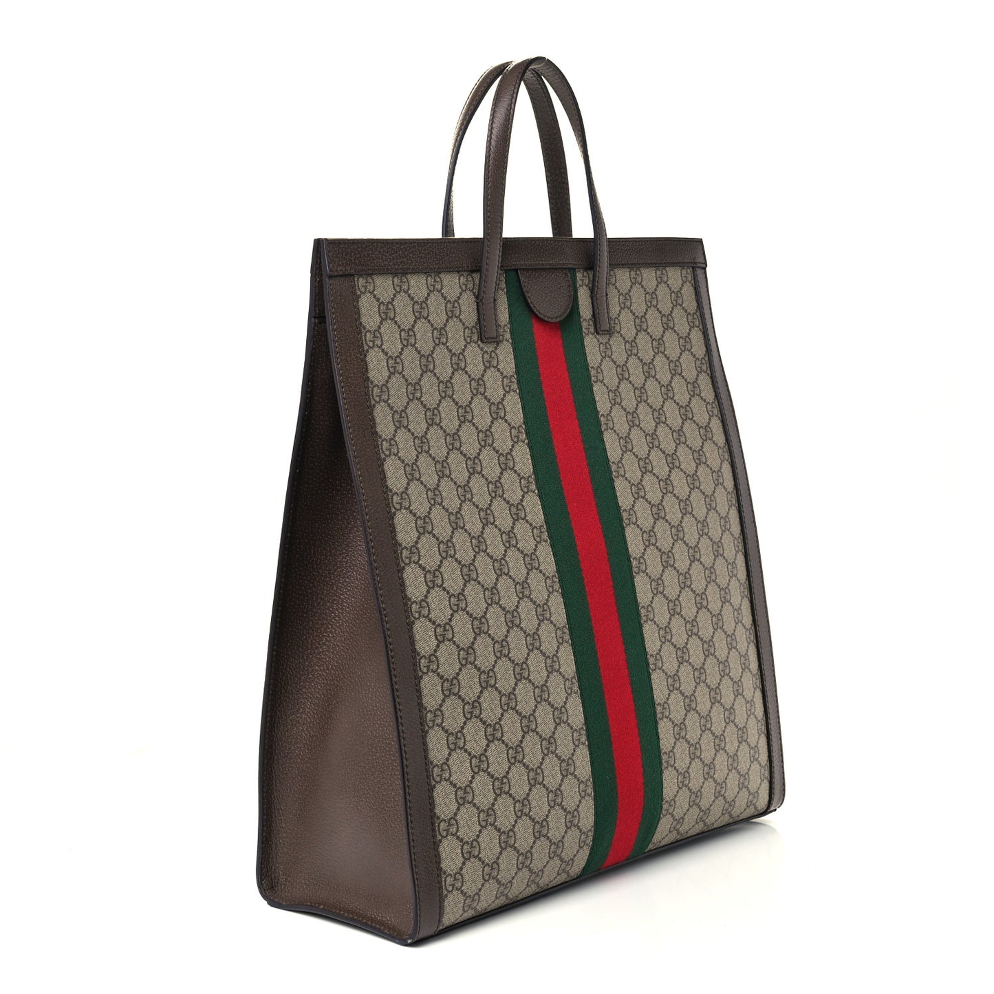GG Supreme Monogram Web Ophidia Vertical Tote Brown