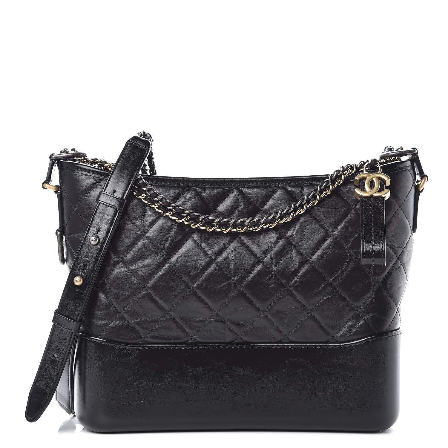 Chanel Aged Calfskin Quilted Medium Gabrielle Hobo Black 1 of 11