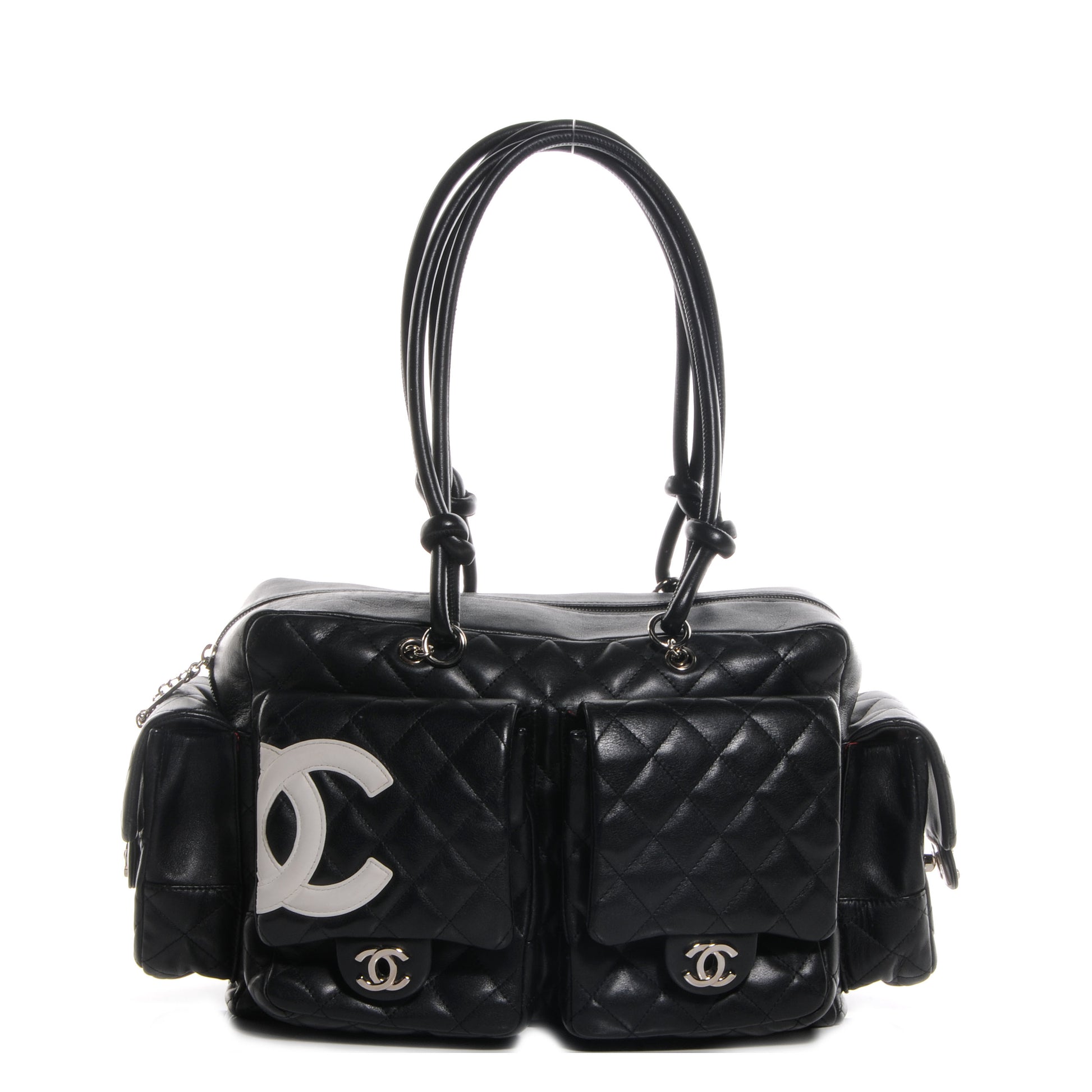 Chanel Calfskin Quilted Large Cambon Multipocket Reporter Black White 1 of 8