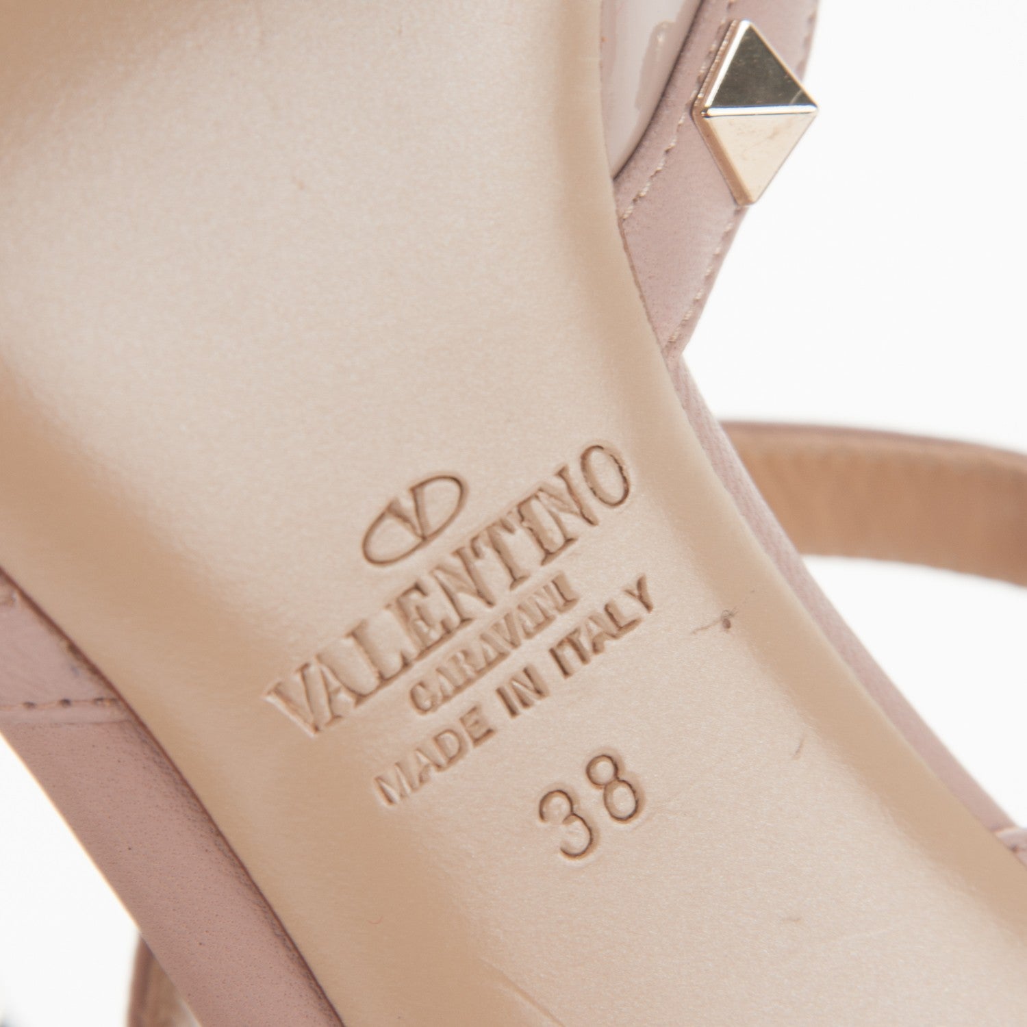 Valentino Garavani Patent Nappa Rockstud Ankle Strap 65mm Pumps 38 Poudre 6 of 6
