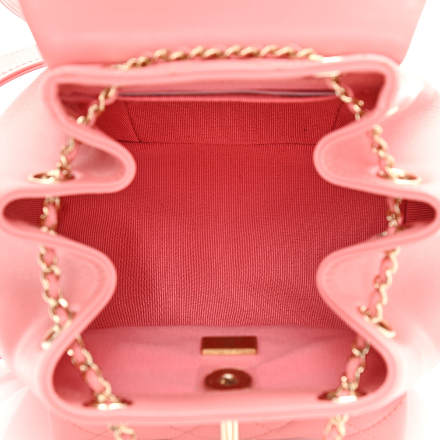 Lambskin Quilted Small Duma Drawstring Backpack Pink