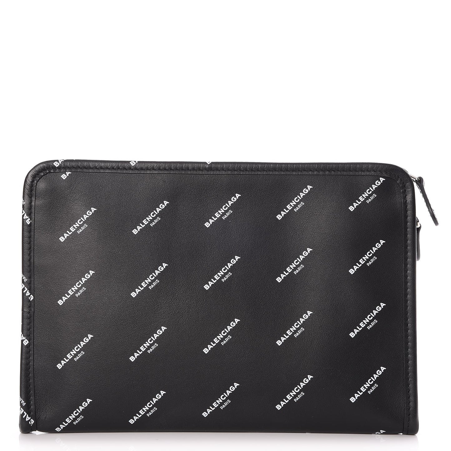 Calfskin Allover Logo Mini Bazar Pouch Black White