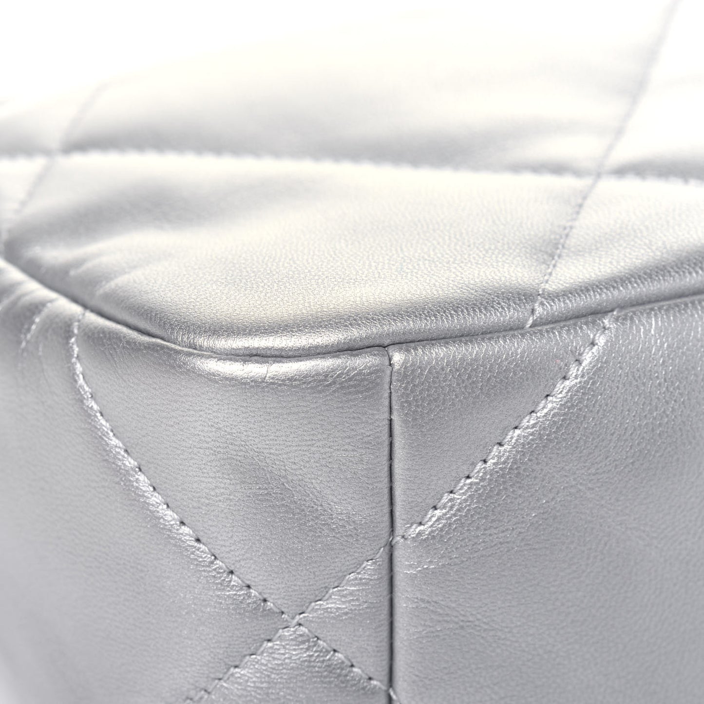 Metallic Goatskin Quilted Medium Chanel 19 Flap Silver