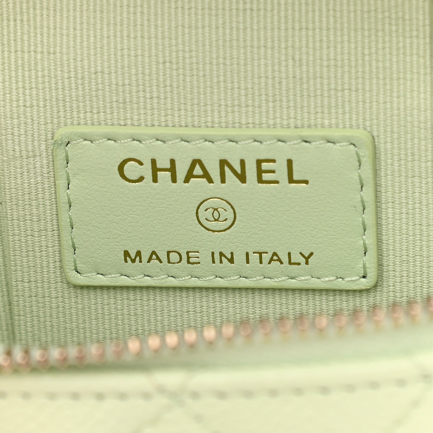 Chanel Caviar Quilted Small Handle With Care Vanity Case With Chain Light Green 6 of 9