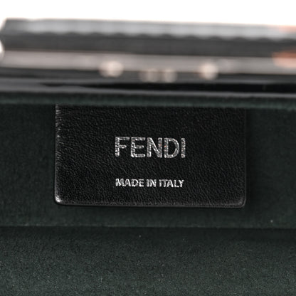 Fendi Vitello King Patent FF Lines Embossed Studded Mini Baguette Trunk Black 6 of 10