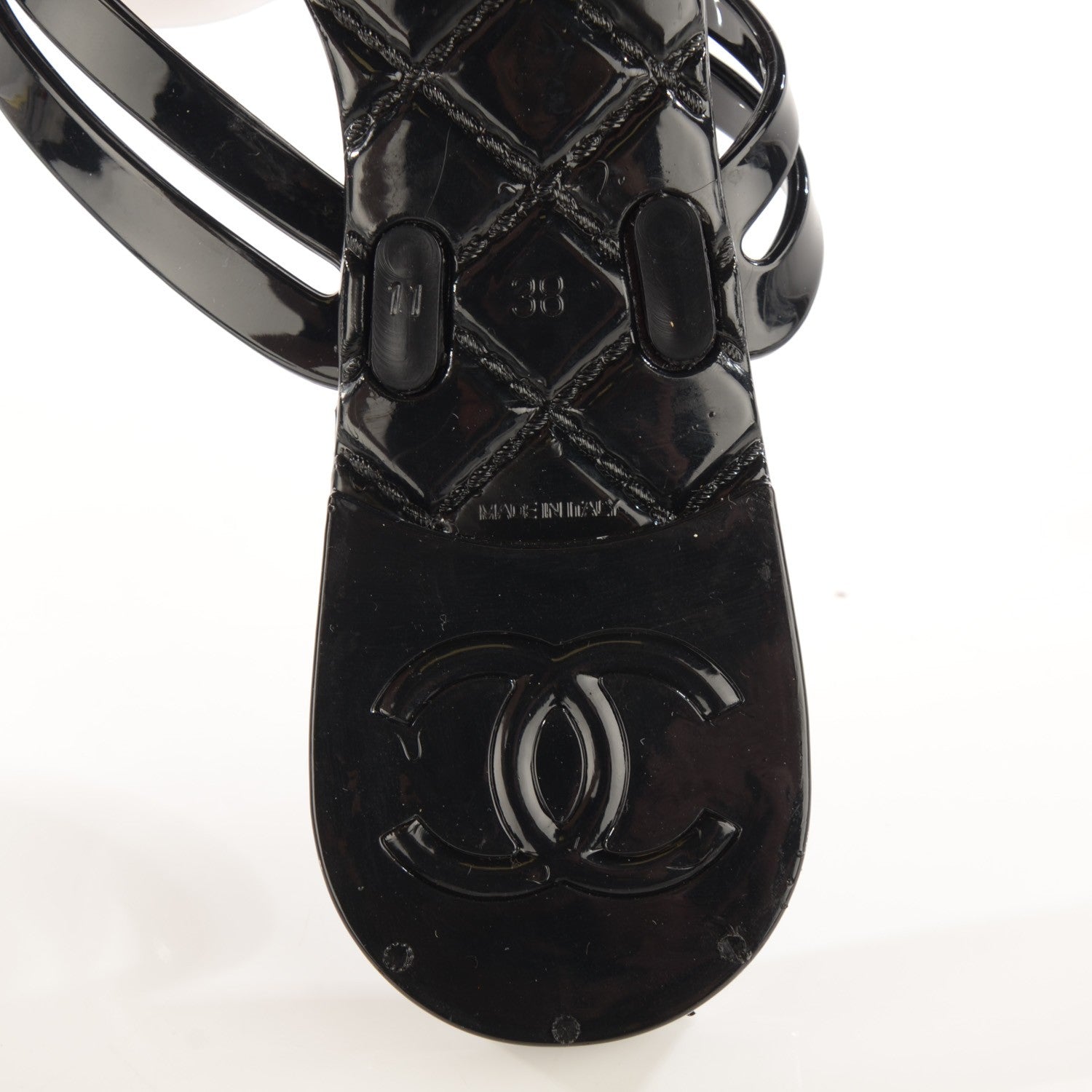 Chanel Jelly Camellia Thong Sandals 38 Black White 7 of 7