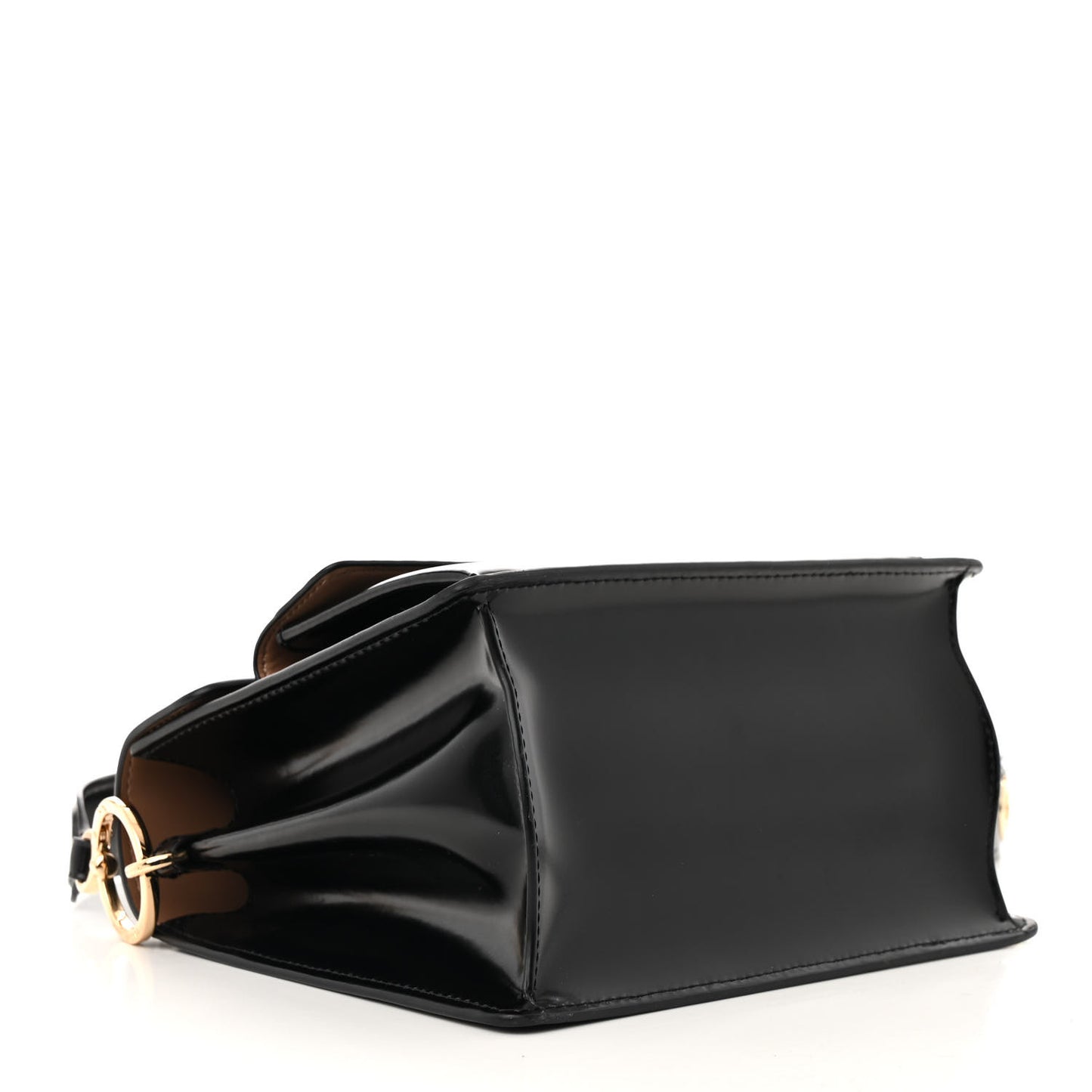 Shiny Calfskin Uptown Shoulder Bag Black