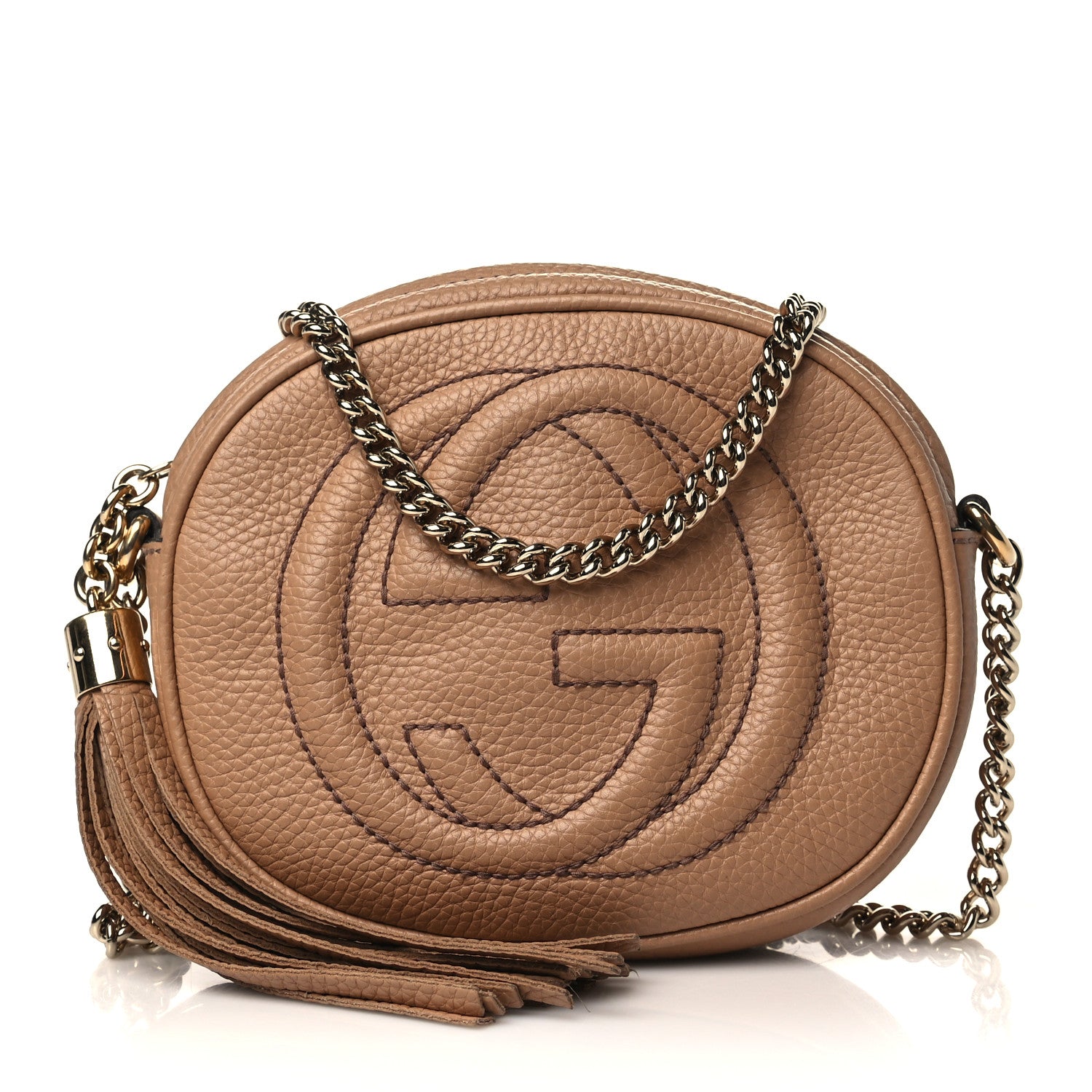 Gucci Pebbled Calfskin Mini Soho Chain Bag Camelia 1 of 9