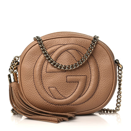 Gucci Pebbled Calfskin Mini Soho Chain Bag Camelia 1 of 9