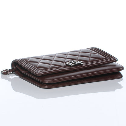 Chanel Lambskin Quilted Boy Wallet On Chain Burgundy 4 of 8
