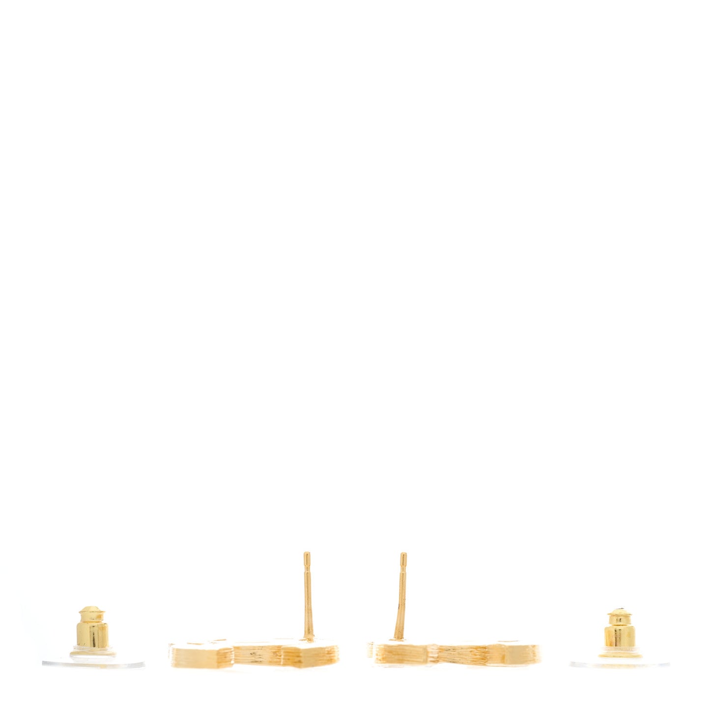 Metal Crystal CC Baguette Earrings Gold