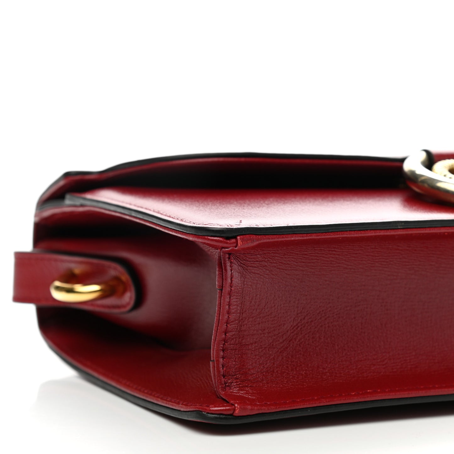 Textured Calfskin Small Torchon GG Ring Shoulder Bag New Cherry Red