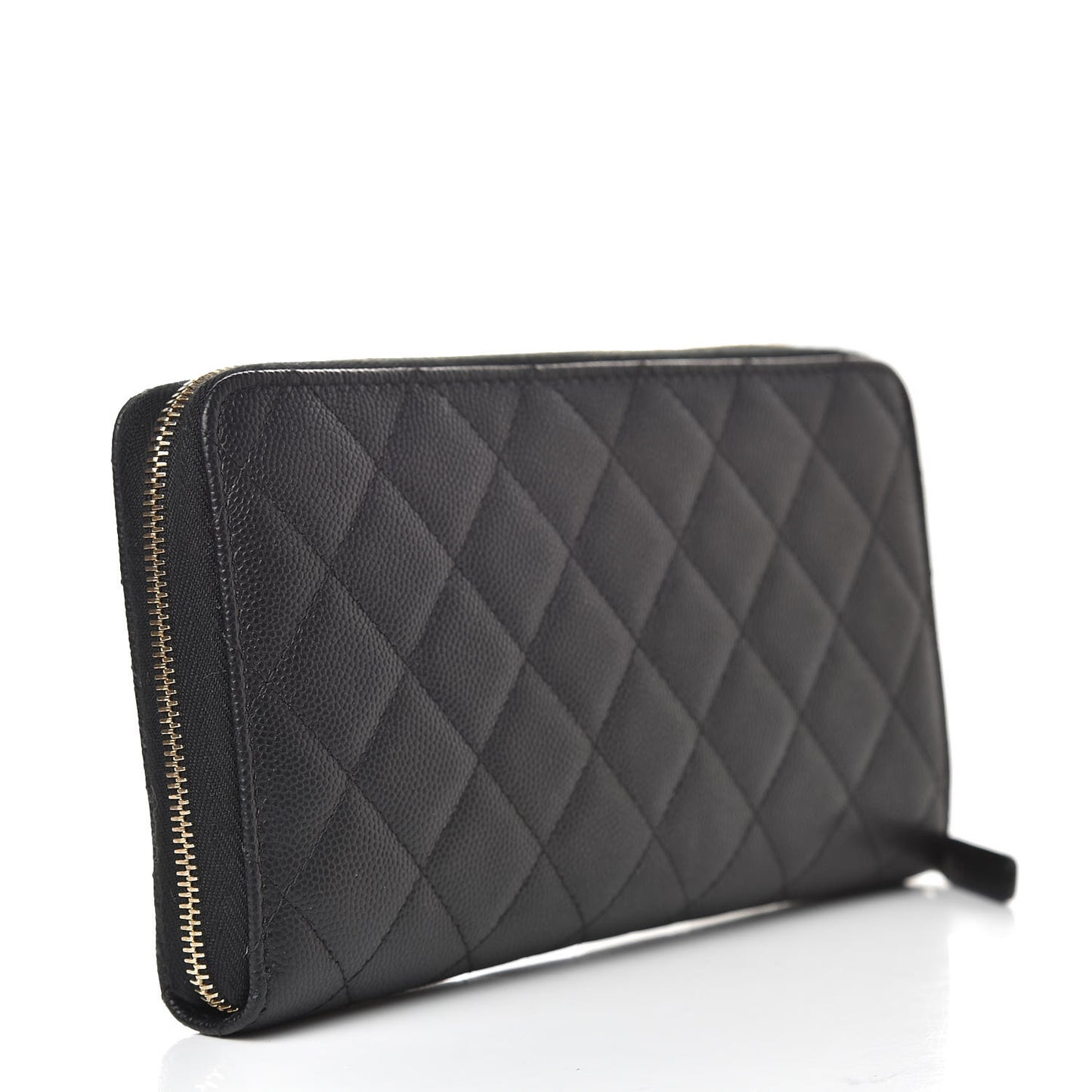 Caviar Quilted Large Zip Around Organizer Wallet Black
