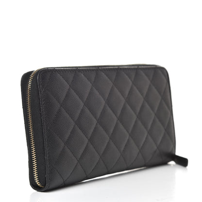 Chanel Caviar Quilted Large Zip Around Organizer Wallet Black 3 of 12