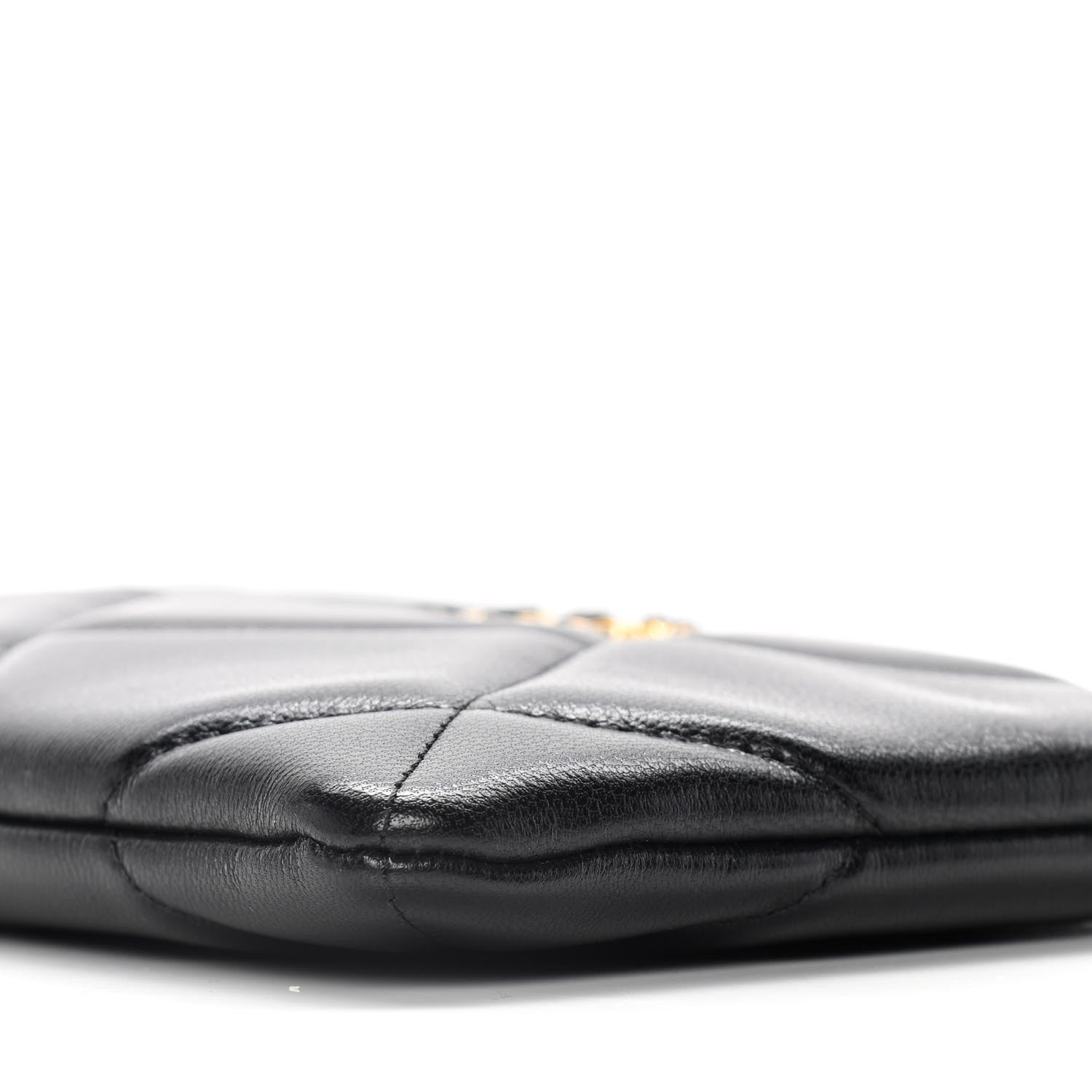 Chanel Shiny Goatskin Quilted Small Chanel 19 Pouch Black 9 of 12