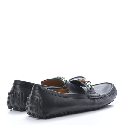 Gucci Calfskin Horsebit Web Bamboo Driving Loafers 39 Black 4 of 11