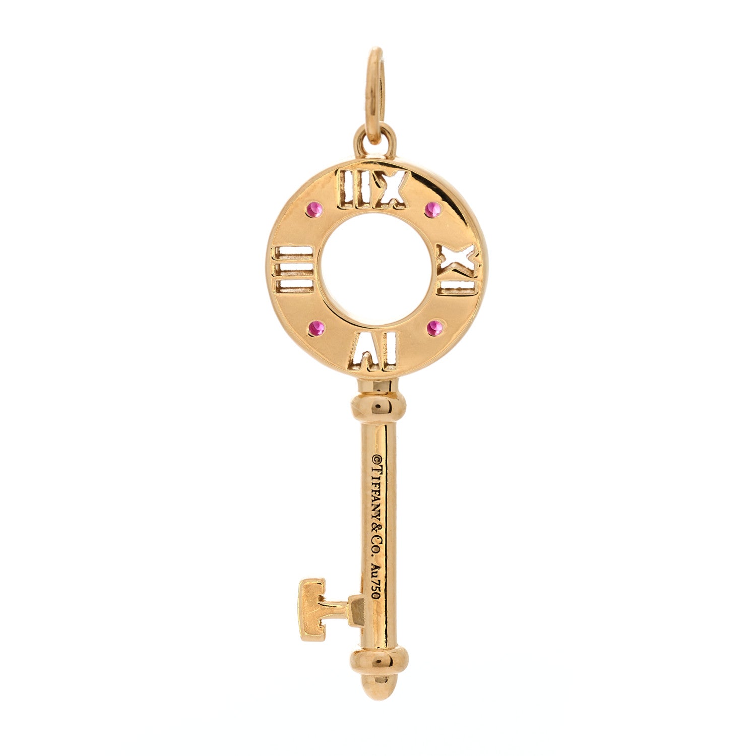 Tiffany 18K Rose Gold Ruby Atlas Pierced Key Pendant 3 of 3