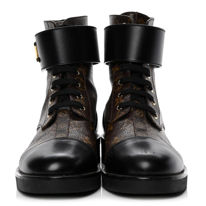 Louis Vuitton Calfskin Monogram Wonderland Flat Ranger Boots 40 Black 2 of 4