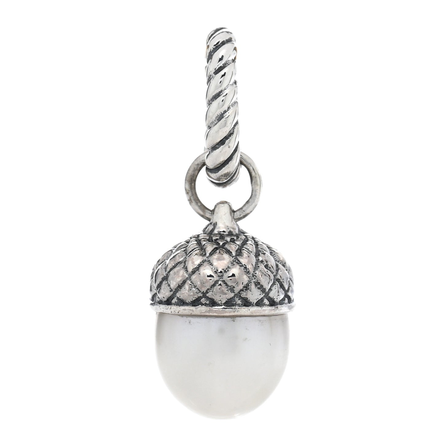 Sterling Silver Cultured Pearl Acorn Charm Pendant