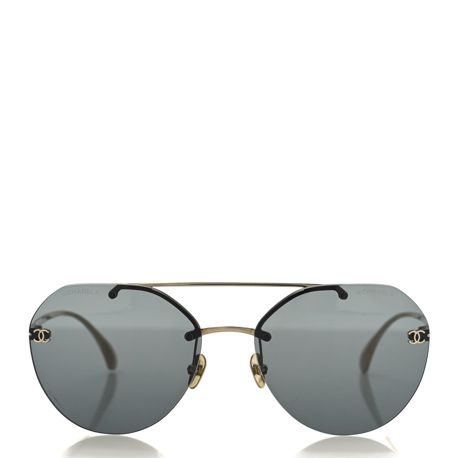 Chanel Titanium CC Pilot Aviator Sunglasses 4272-T Black Gold 2 of 6