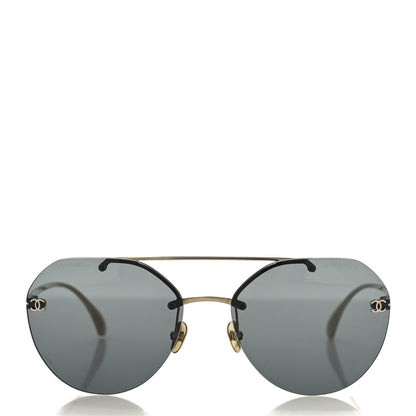 Chanel Titanium CC Pilot Aviator Sunglasses 4272-T Black Gold 2 of 6