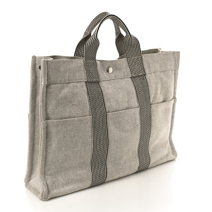 Hermes Canvas Herline GM Tote Light Grey 2 of 10