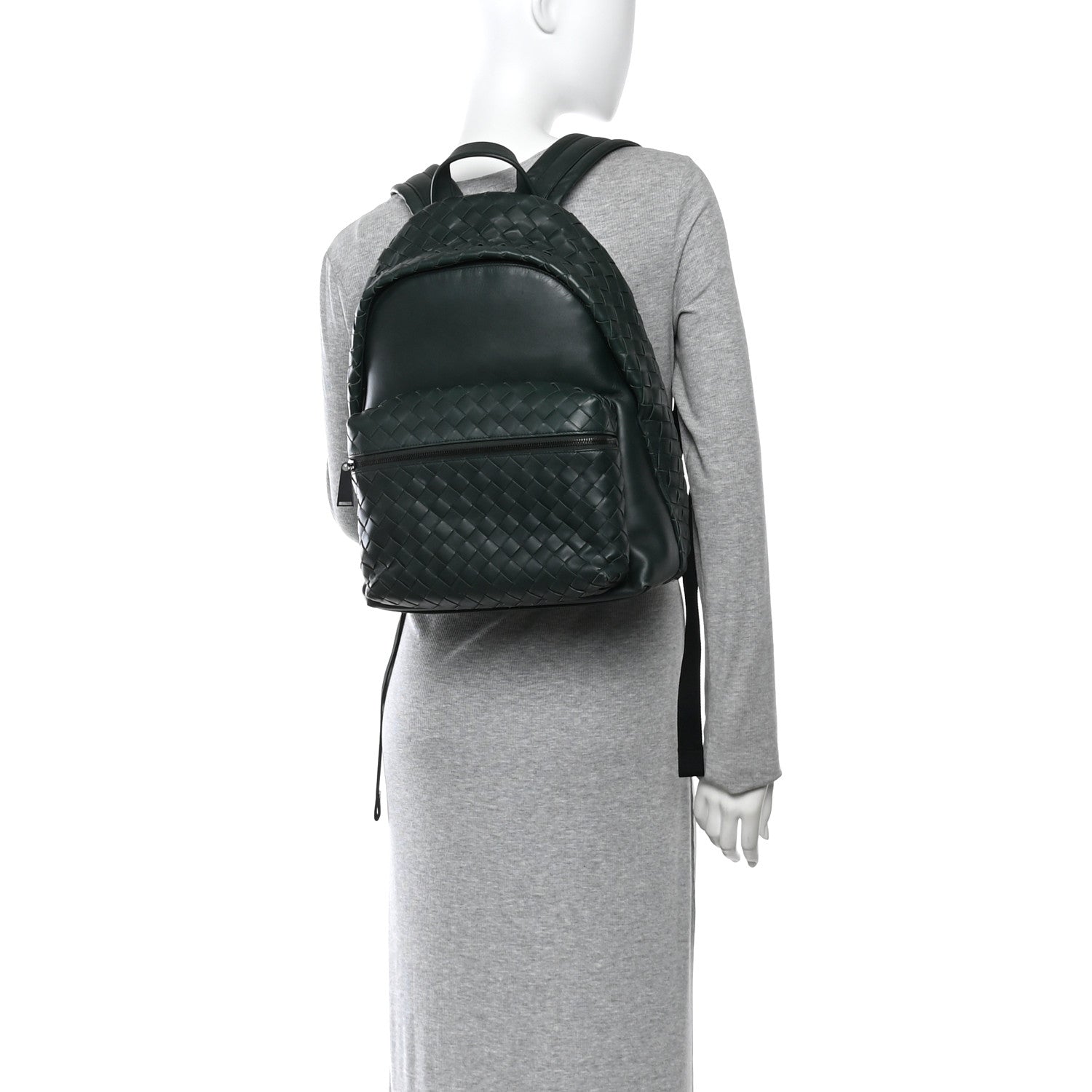 Bottega Veneta Smooth Calfskin Intrecciato Borsa Backpack Pine 2 of 13