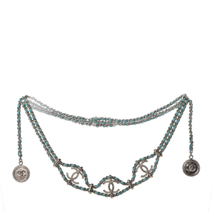 Chanel Metal Lambskin CC Chain Link Necklace Gold Turquoise 1 of 4