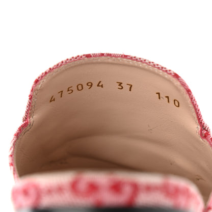 Gucci Canvas GG Monogram Horsebit Womens Princetown Slippers 37 Gardenia Hibiscus Red 9 of 11
