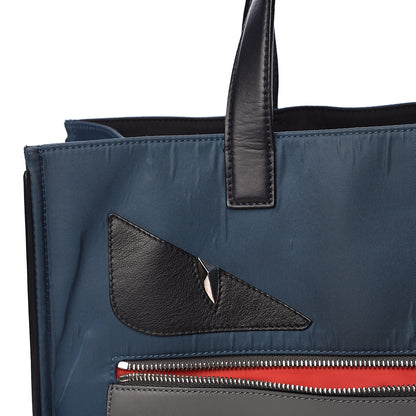 Fendi Nylon Vitello Bag Bug Tote Marine Acciaco 11 of 20