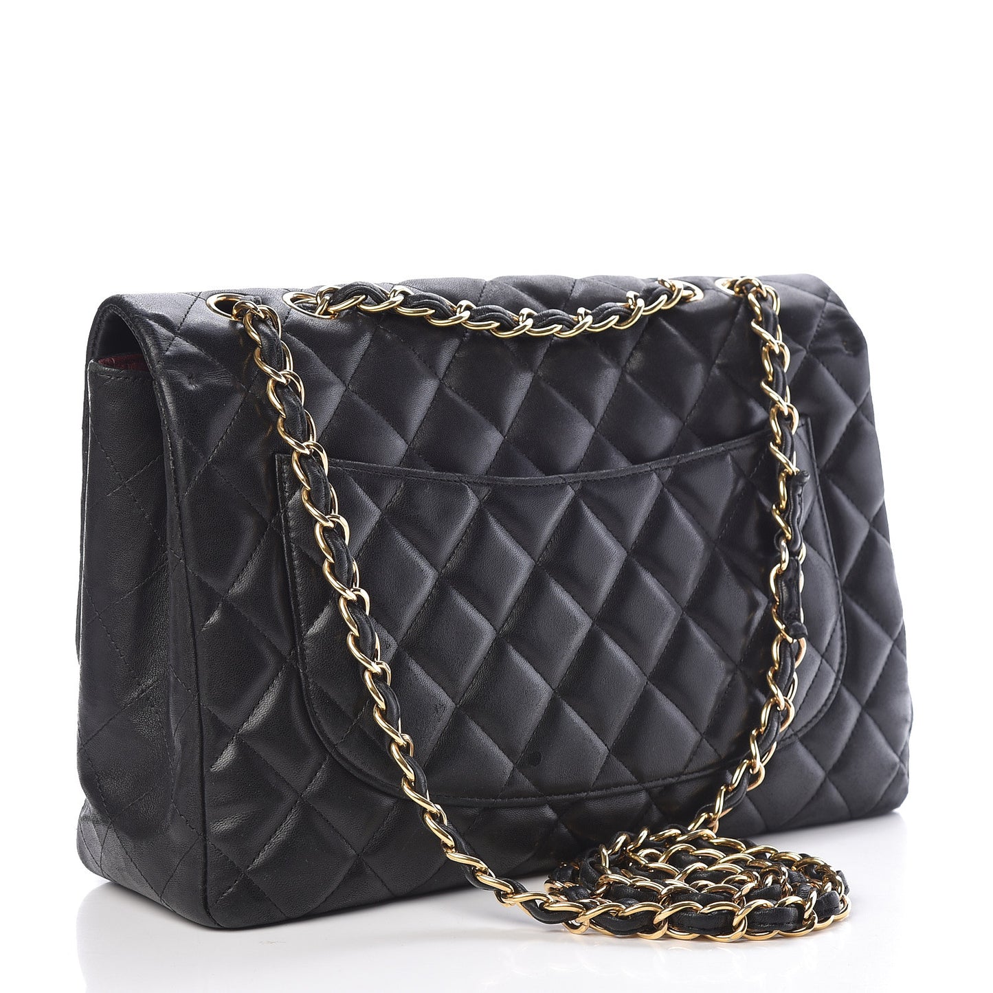 Lambskin Quilted Jumbo Single Flap Black