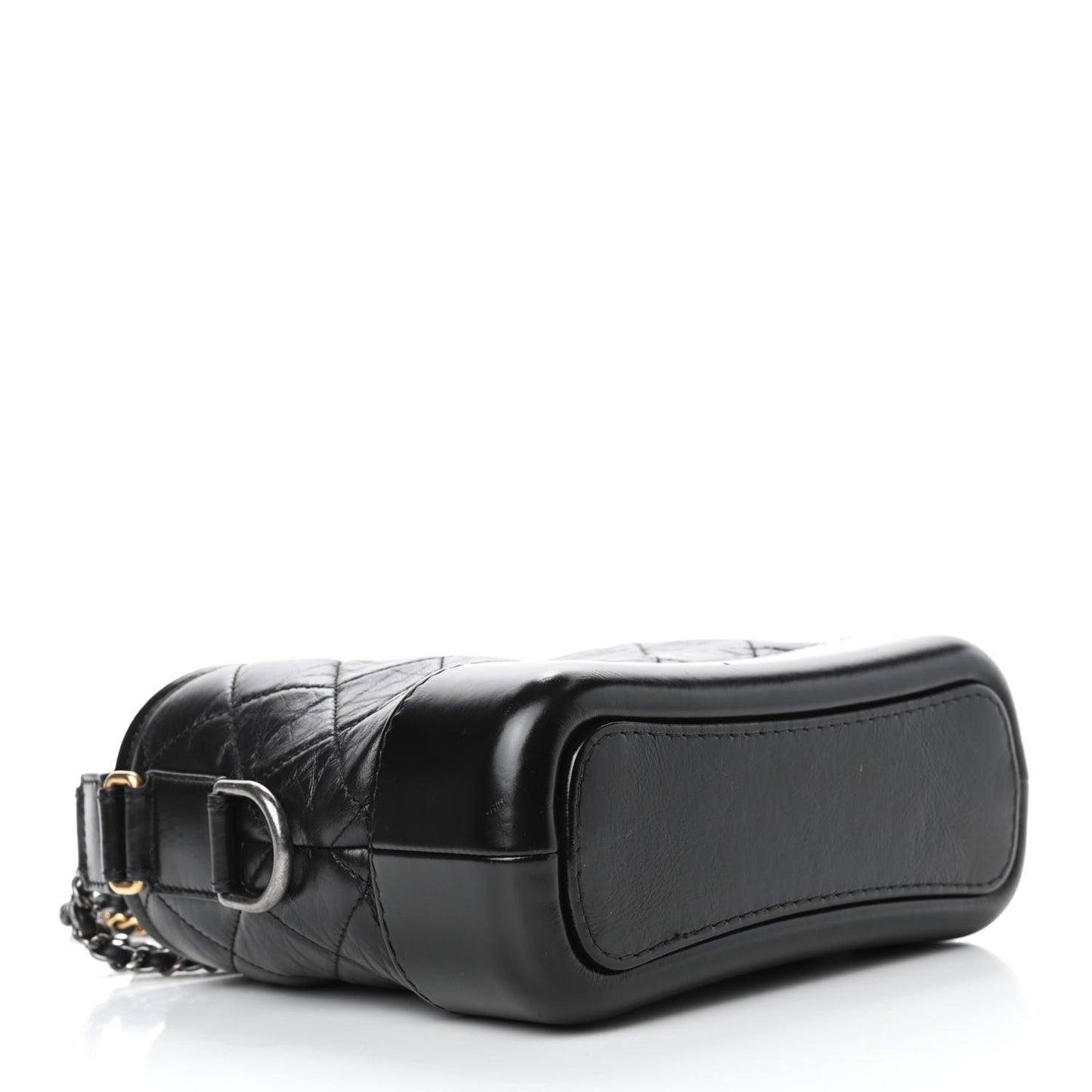 Aged Calfskin Quilted Small Gabrielle Hobo Black