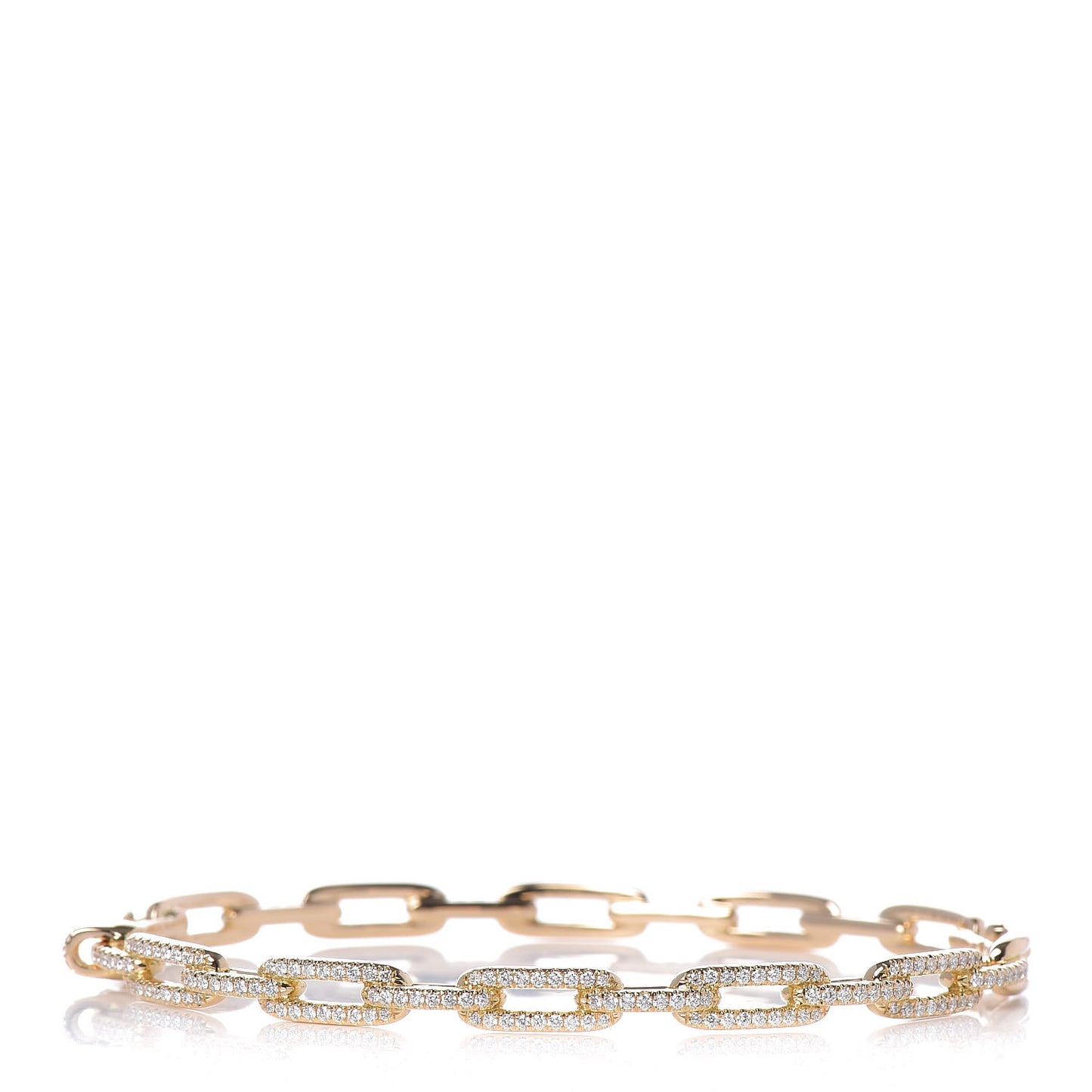 18K Yellow Gold Diamond 4mm Stax Chain Link Bracelet