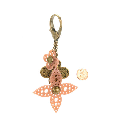 Louis Vuitton Antiqued Brass and Resin Rock Flower Bag Charm 2 of 3