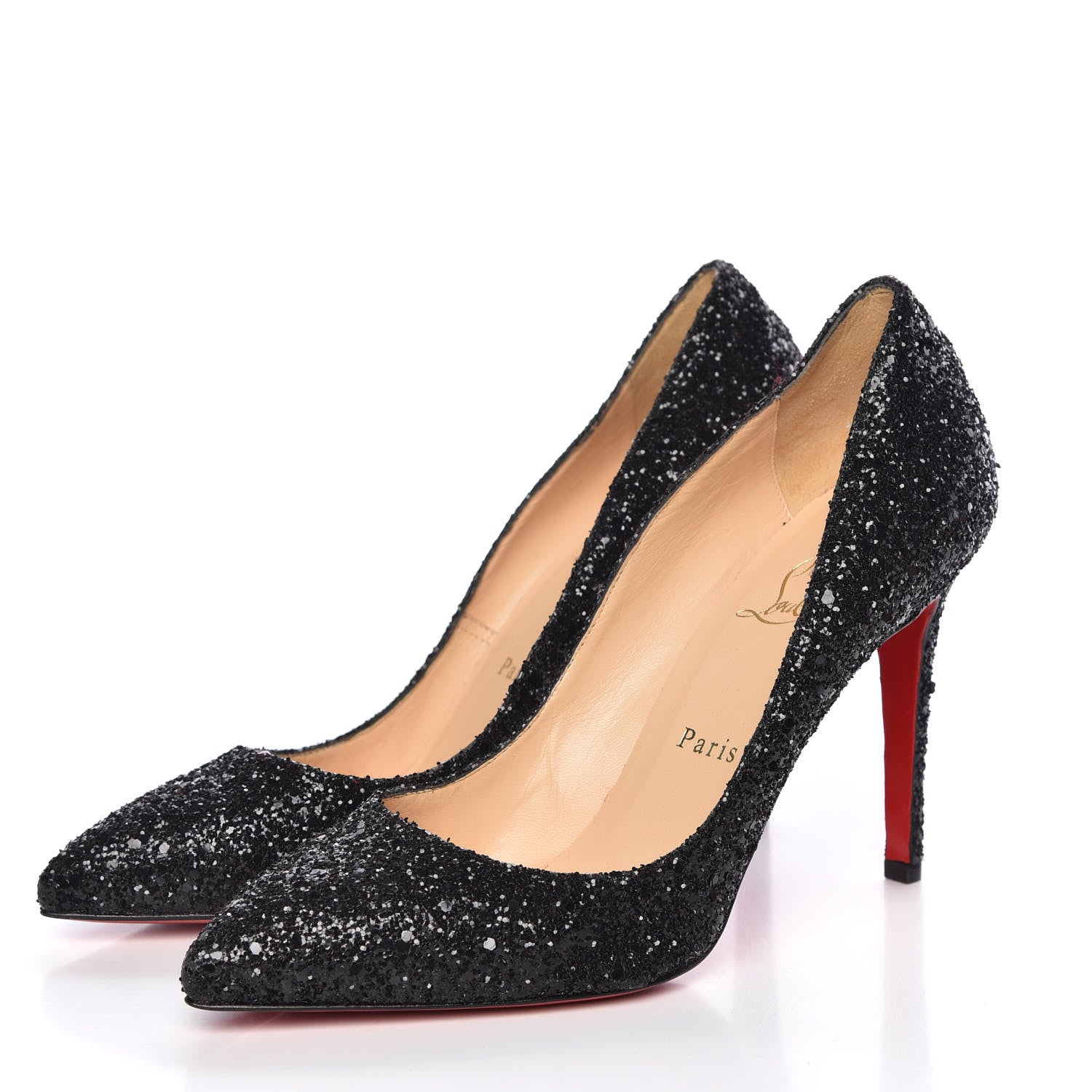 Christian Louboutin Glitter Resille Pigalle Follies 100 Pumps 39.5 Black 3 of 10