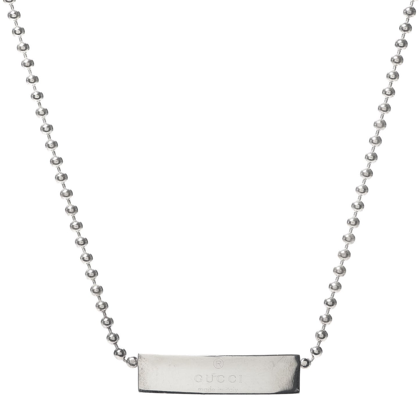 Sterling Silver Logo Plate Choker Necklace