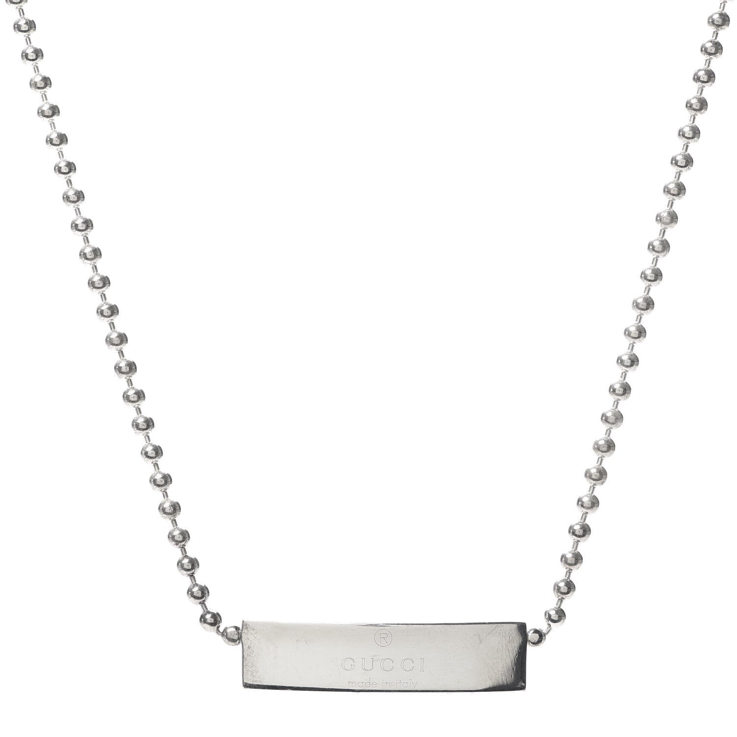 Gucci Sterling Silver Logo Plate Choker Necklace 1 of 5