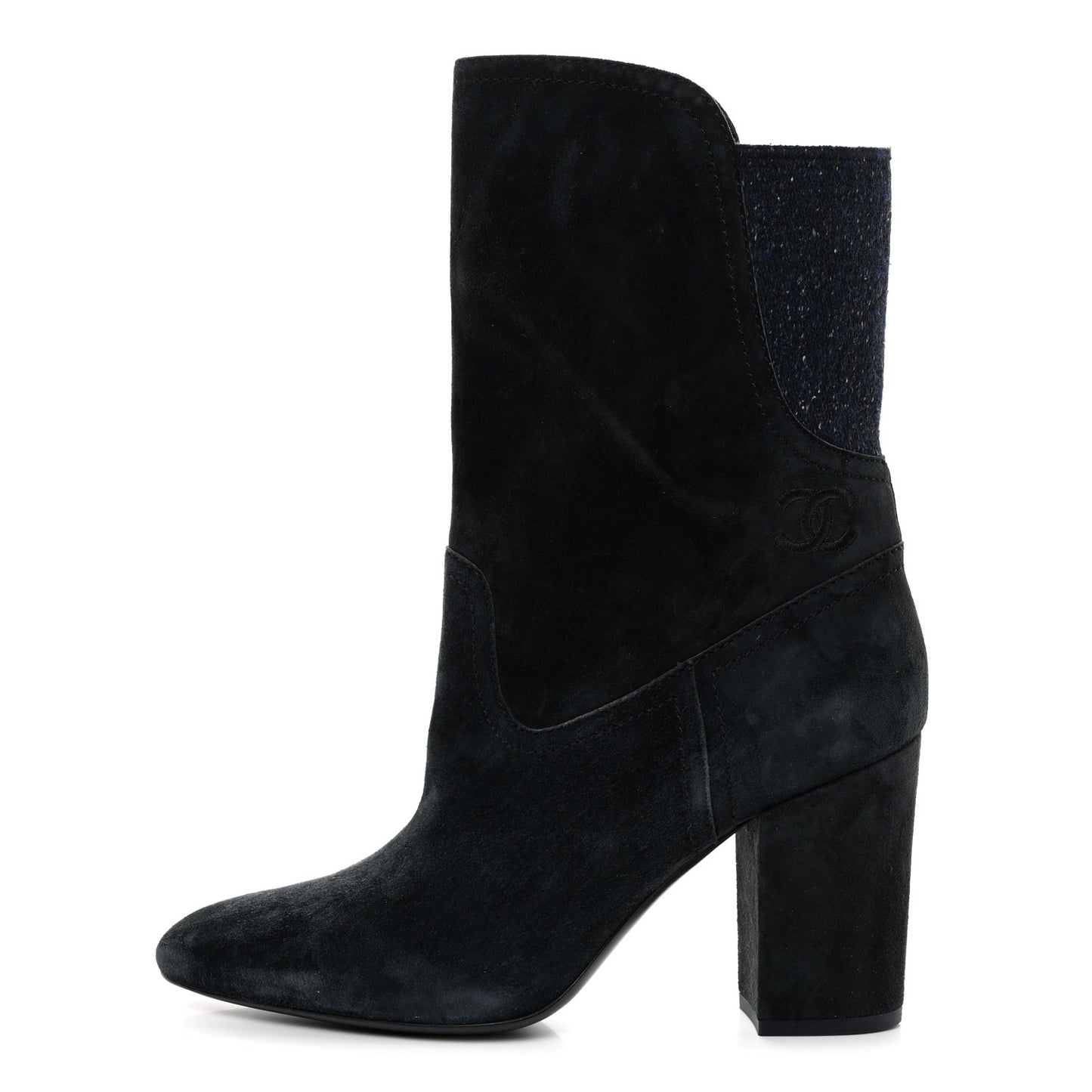 Suede Calfskin Fabric Short Boots 41 Blue