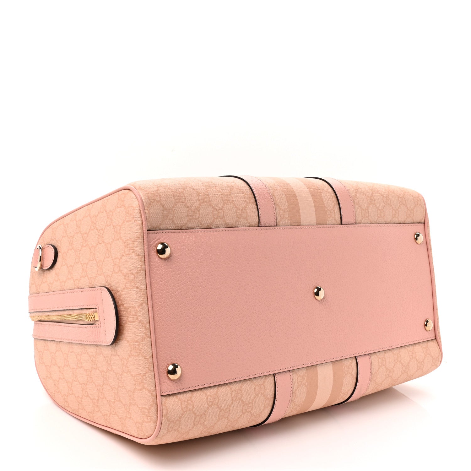 Gucci GG Supreme Monogram Textured Dollar Calfskin Web Medium Savoy Duffle Bag Rose Pink 4 of 10